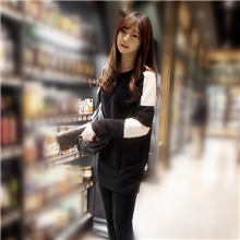 韩国代购品质minsshop秋装新款休闲女装宽松大码连衣裙撞色短裙