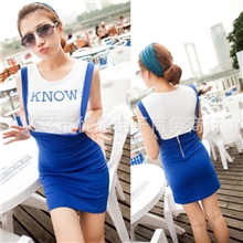 2013夏季新款韩版高腰背带裙拉链包臀半身裙吊带裙T恤两件套装女