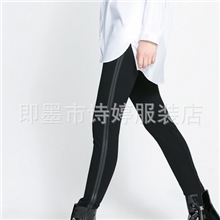 13秋冬新品专柜官网同款热销高腰收腹+PU加绒加厚女士打底裤