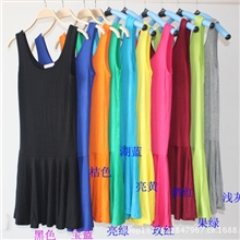 青岛厂家批发夏款韩版莫代尔修身弹力连衣裙瑜伽休闲打底背心裙