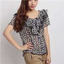 雪纺印花上衣服装加工，小碎花女时装加工