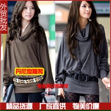 2013春季新款长袖T恤韩版个性纯色休闲百搭型翻领蝙蝠袖长袖T恤