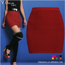 厂家直销秋冬新款螺纹包臀a字高腰包裙大码女装百褶半身裙批发