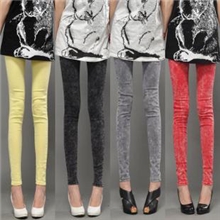 韩版女彩色松紧腰雪花扎染弹力小脚铅笔裤雪花打底裤秋款批发