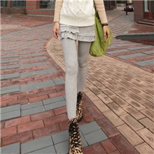 韩版新款双层花边百褶包臀裙裤纯棉高弹力打底裤假两件裙裤批发