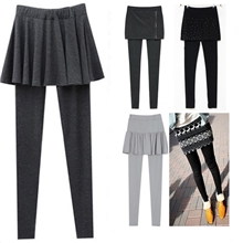 秋冬新款假两件打底裤女韩版加厚假两件裙裤打底裤批发