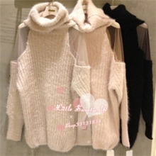 【出厂价】有实拍小时代顾里新款透视性感露肩高领毛衣