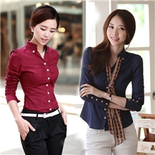 职业女衬衫商务修身女式衬衫长袖女衬衫修身衬衫女纯白衬衫女