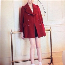 精品版现货！13秋冬新款LENA着RB可爱娃娃领A字型紅色羊呢大衣