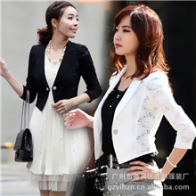 厂家直供韩版秋季爆款货源淑女蕾丝耸肩女式西装小外套批发770
