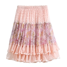 新款中裙韩版时尚蕾丝半身网纱裙高腰裙拼接蓬蓬裙百褶裙子8031