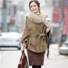 外贸原单毛呢斗篷女呢大衣秋冬韩版斗篷蝙蝠袖大码女毛呢外套批发