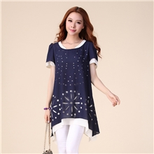 4XL厂家直销2013夏季新款实体批发爆款烧花雪纺衫胖MM女大码女装