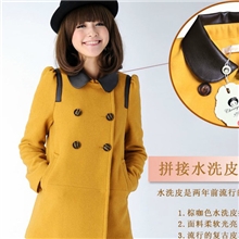 2013秋冬装韩版女装时尚修身娃娃领长袖毛呢外套新款外套