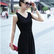2013新款韩版女装V领修身牛奶丝背心打底裙裙子连衣裙