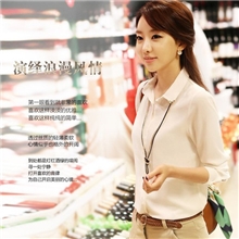 2013新款韩版女装荷叶长袖职业钉亮片宽松翻领衬衫新款打底衫