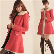 2013秋冬款韩版女装修身时尚毛领泡泡长袖毛呢外套新款外套