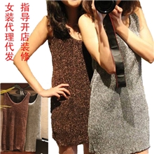 女装代理欧美风加盟豹纹娃娃领代理一件代发连衣裙春装加盟