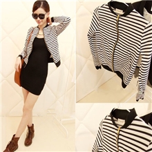 女装代理代发免费装修网店加盟新款条纹外套一件代发代发女装