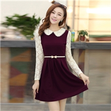 2013秋冬新款娃娃领连衣裙送腰带网店代理品牌女装免费代理