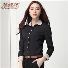 女式衬衫2013年韩版淘爆款女装娃娃领修身显瘦OL长袖职业范批发