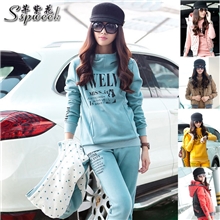 运动卫衣三件套2013秋冬季新款时尚韩版休闲加厚抓绒女套装9120#