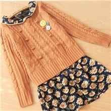 W352冬款lena着扭花绣豆豆修身短款秋冬搭配小毛衣批发