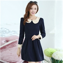 珍奈儿9806韩版女装春装新款毛呢长袖连衣裙修身打底连衣裙