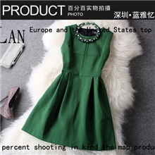 2012欧美秋冬女装新款孙俪明星同款优雅修身无袖连衣裙T177