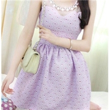 2013夏季新款假抹胸紫色小绉菊钉钻钉珠连衣裙