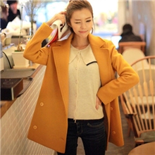 厂家直销新款韩版宽松大码女装呢子大衣中长款修身羊毛呢外套