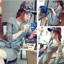 2013春秋新款韩范儿休闲个性运动腰间抽绳连衣裙厂家批发