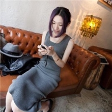 2013新款欧美范修身显瘦弹力针织背心长裙连衣裙厂家批发