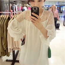 2013初秋独家高端自制波点透纱雪纺衫韩国新款雪纺衫厂家批发