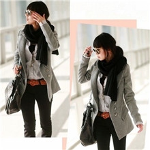 2013秋冬新款韩版单排扣修身呢子风衣女式呢子大衣JY12336
