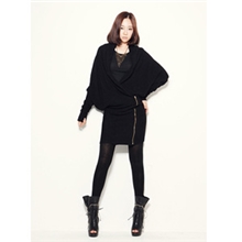 欧美街头2013新款潮女最爱时尚蝙蝠袖长款外套裙显瘦个性连衣裙