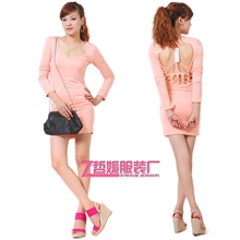 酷感欧美范辛辣Sexy味道骷髅头形状镂空露背裙连衣裙NO:9904