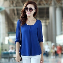 2013韩版秋装韩版修身大码品质清凉雪纺衫长袖上衣衬衫女长袖衬衣