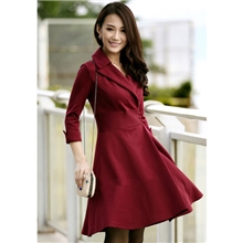 秋装装2013新款女装收腰修身显瘦气质风衣大裙摆大码连衣裙