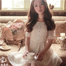 2013夏装日系连衣裙全蕾丝短袖连衣裙修身娃娃领裙LG239