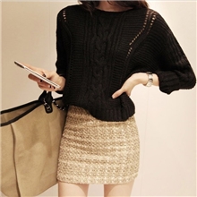 厂家直销韩版partysu秋冬新款宽松短款女毛衣针织衫200993实拍