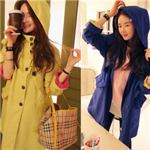好质量秋季韩国同款款精致做工宽松连帽风衣女士外套0103