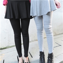 秋冬新款韩版假两件裙裤女加绒加厚包臀百褶打底裤靴裤#10811