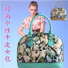 2013欧美新款春夏牛皮漆皮真皮贝壳女包厂家直批一件代发1338