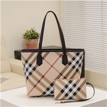 夏季欧美新款真皮女包批发简约百搭手提女包经典格纹牛皮子母潮包