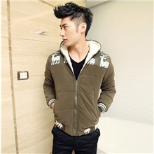 2013秋冬新款潮男士林弯弯韩版休闲小鹿连帽棉衣加厚棉外套棉服潮