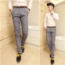 13秋冬男士休闲裤直筒长裤男加厚毛呢裤男装格子长裤韩版潮男裤男