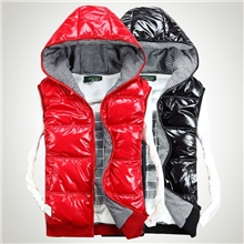 2013秋冬双面穿千鸟细格情侣马甲男士连帽羽绒棉背心