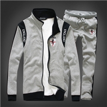 时尚绣标2013秋冬新款男士撞色立领加绒运动套装休闲运动服