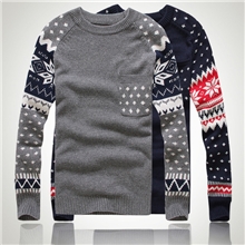 2013秋冬新款韩版男装经典复古提花毛衣男士修身毛衣针织衫